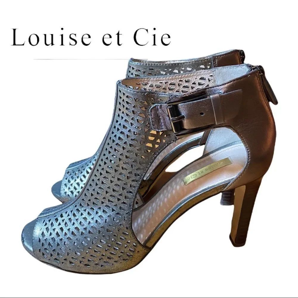 LouiseΒ et Cie Women's "Olivia" Metallic Pewter Leather Laser CutβHeels 8